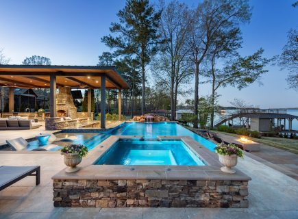 Burleson - Geometric pool & Spa & Waterall & Pool Lighting & backyard design 3