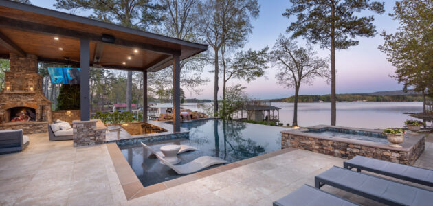 Infinity pool looking over large lake