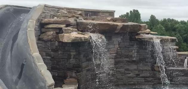 A large waterfall made from stone