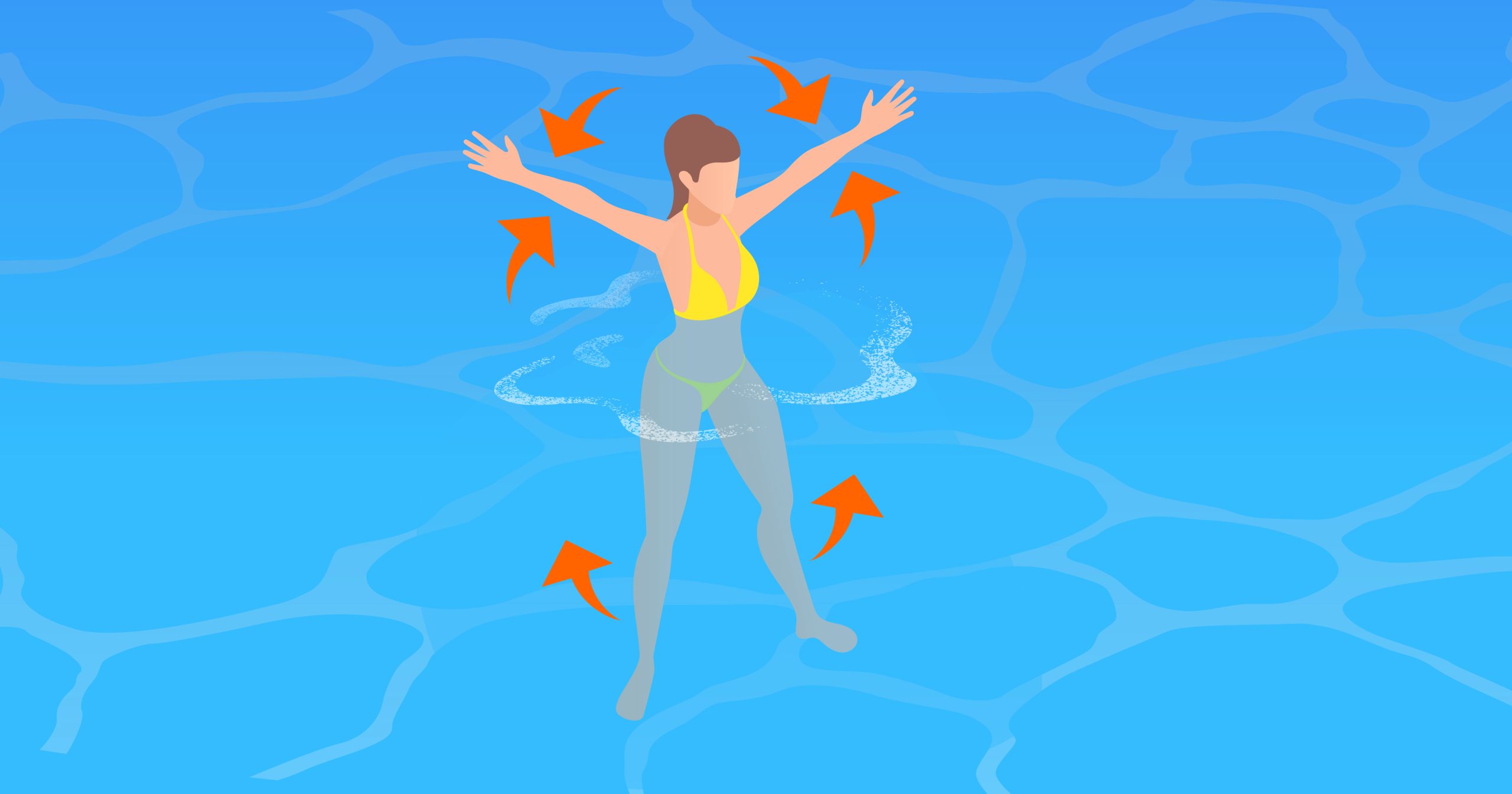 a graphic of a lady doing jumping jacks in a swimming pool