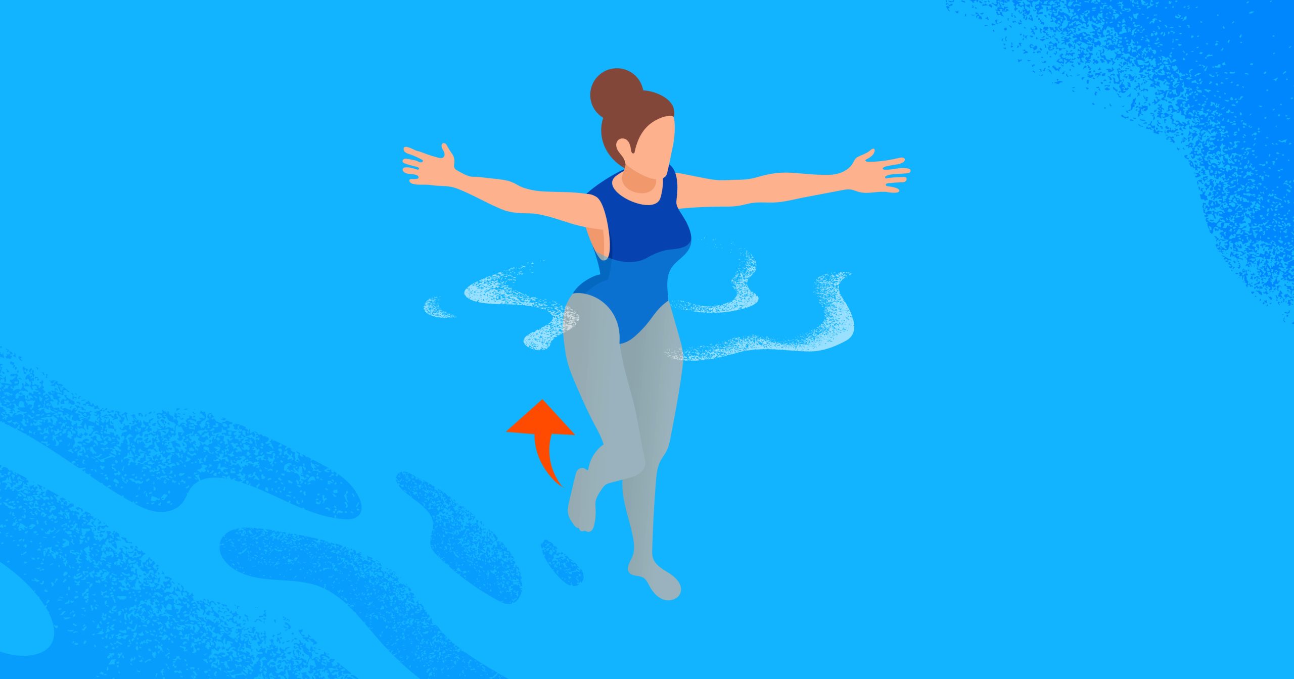 a graphic of a lady doing knee lifts in a swimming pool