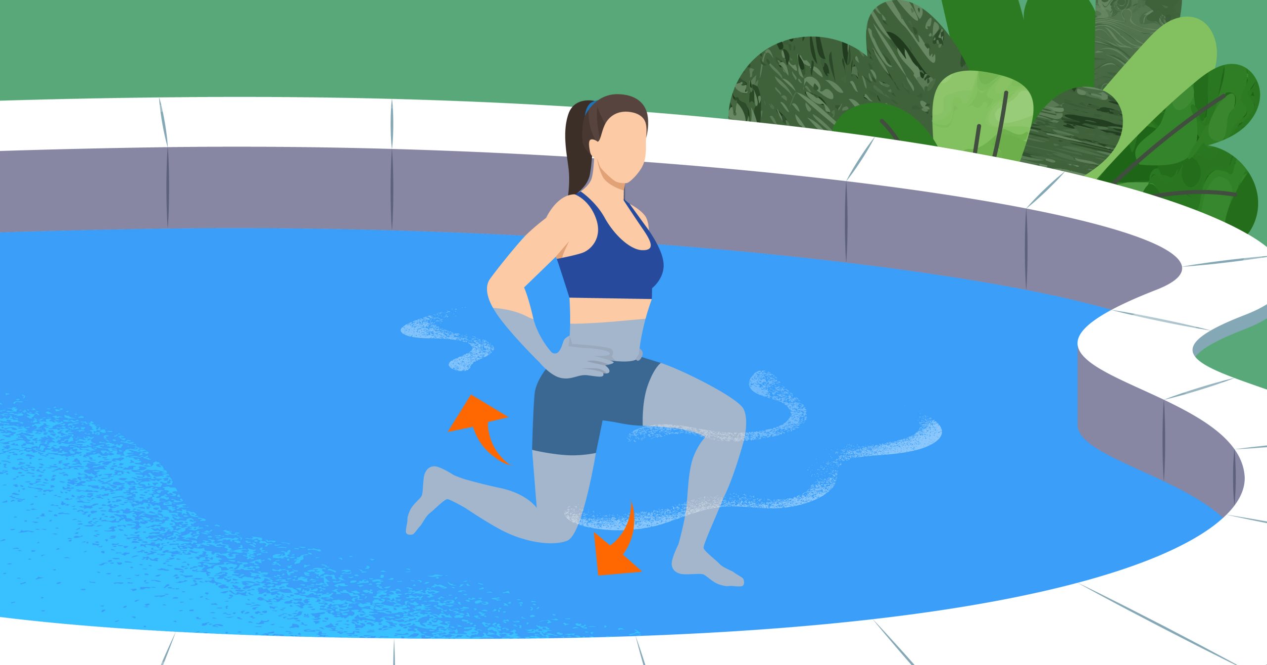 a lady who is doing lunges in a swimming pool